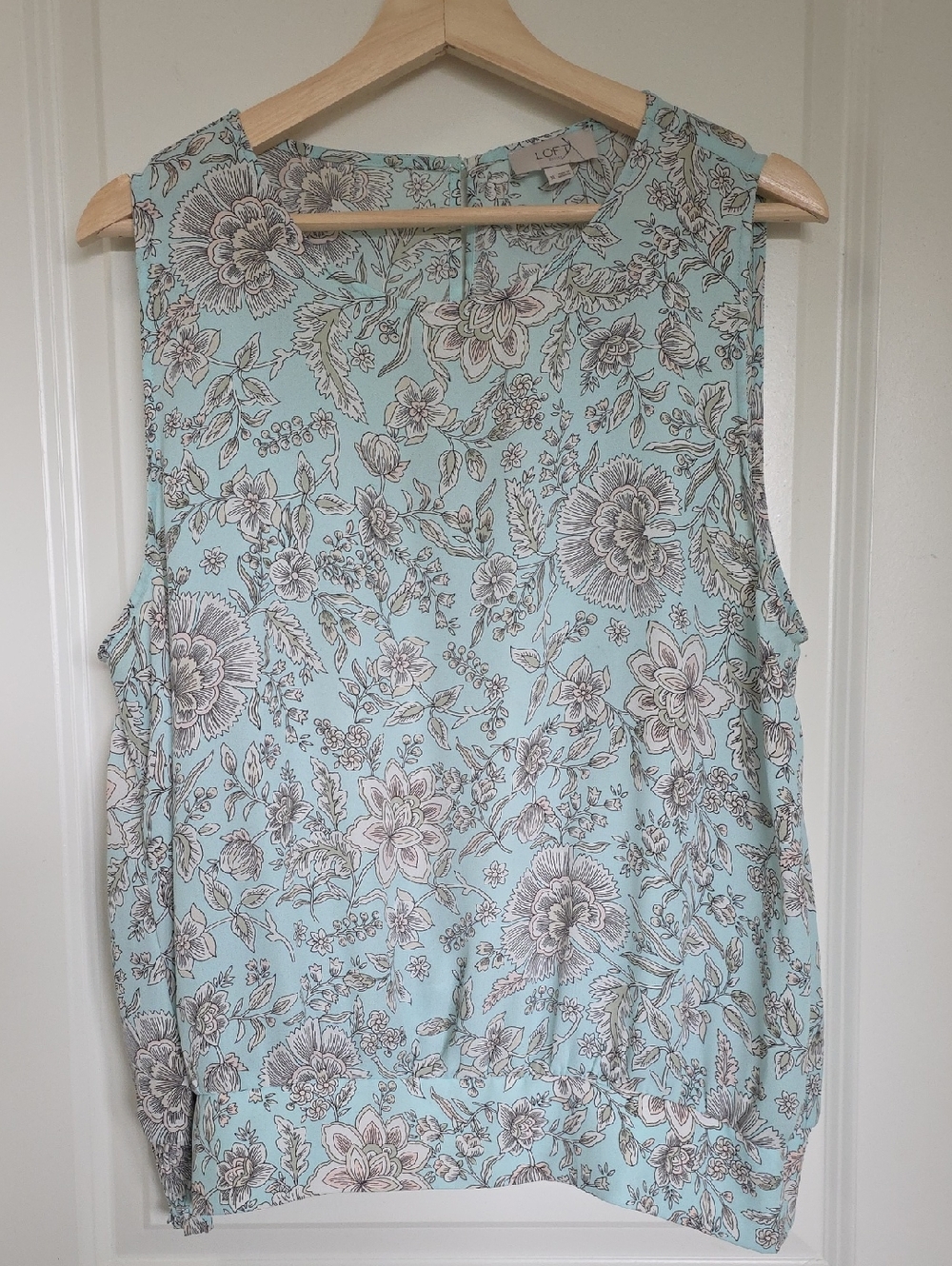 LOFT Mint Blue Floral Sleeveless Shell Top